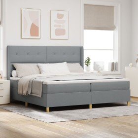 Cama Box Spring con Colchón Gris Claro 200x200 cm Tela de , Camas y somieres - Ref: Foro24-3341854, Precio: 671,70 €, Descuen...