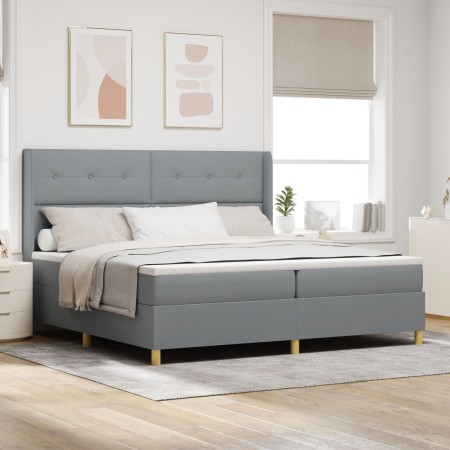 Cama Box Spring con Colchón Gris Claro 200x200 cm Tela de , Camas y somieres - Ref: Foro24-3341854, Precio: 671,70 €, Descuen...