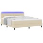 Cama Box Spring con Colchón & LED Crema 180x200 cm Tela de , Camas y somieres - Ref: Foro24-3342231, Precio: 556,59 €, Descue...