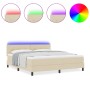 Cama Box Spring con Colchón & LED Crema 180x200 cm Tela de , Camas y somieres - Ref: Foro24-3342231, Precio: 556,59 €, Descue...