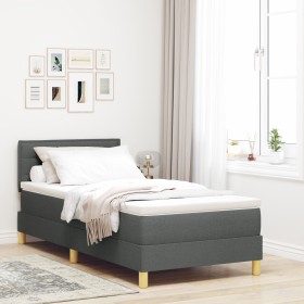 Cama con Box Spring con Colchón y Luz LED Gris Oscuro 90x200 cm Tela de , Camas y somieres - Ref: Foro24-3342332, Precio: 309...