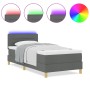 Cama con Box Spring con Colchón y Luz LED Gris Oscuro 90x200 cm Tela de , Camas y somieres - Ref: Foro24-3342332, Precio: 309...