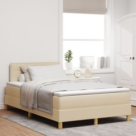 Cama con somier con colchón y LED crema 120x200 cm tela de , Camas y somieres - Ref: Foro24-3342357, Precio: 396,87 €, Descue...