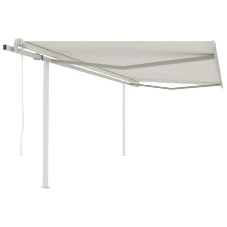 Toldo retráctil automático con postes crema 4,5x3 m de vidaXL, Toldos - Ref: Foro24-3069967, Precio: 501,97 €, Descuento: %