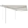 Toldo retráctil automático con postes crema 4,5x3 m de vidaXL, Toldos - Ref: Foro24-3069967, Precio: 501,97 €, Descuento: %