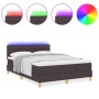 Cama Box Spring con Colchón y LED Marrón Oscuro 140x190 cm Tela de , Camas y somieres - Ref: Foro24-3342362, Precio: 447,08 €...