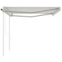 Toldo retráctil automático con postes crema 4,5x3 m de vidaXL, Toldos - Ref: Foro24-3069967, Precio: 501,97 €, Descuento: %