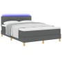 Cama con Box Spring con Colchón y LED Gris Oscuro 140x200 cm Tela de , Camas y somieres - Ref: Foro24-3342367, Precio: 433,85...