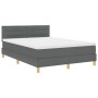 Cama con Box Spring con Colchón y LED Gris Oscuro 140x200 cm Tela de , Camas y somieres - Ref: Foro24-3342367, Precio: 433,85...