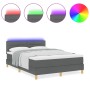 Cama con Box Spring con Colchón y LED Gris Oscuro 140x200 cm Tela de , Camas y somieres - Ref: Foro24-3342367, Precio: 433,85...