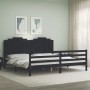 Estructura de cama con cabecero madera maciza negro 200x200 cm de vidaXL, Camas y somieres - Ref: Foro24-3194205, Precio: 198...