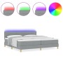 Cama con Base con Colchón y Luz LED Gris Claro 200x200 cm Tela de , Camas y somieres - Ref: Foro24-3342387, Precio: 594,74 €,...