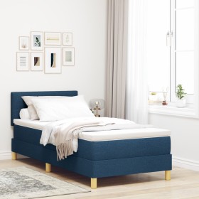 Cama Box Spring con Colchón y LED Azul 100x200 cm Tela de , Camas y somieres - Ref: Foro24-3342421, Precio: 349,06 €, Descuen...