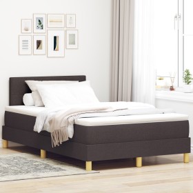 Cama con somier con colchón y LED marrón oscuro 120x200 cm tela de , Camas y somieres - Ref: Foro24-3342432, Precio: 386,74 €...