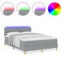 Cama con Box Spring con Colchón & Luz LED Gris Claro 140x190 cm Tela de , Camas y somieres - Ref: Foro24-3342436, Precio: 470...
