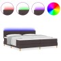 Cama Box Spring con Colchón & LED Marrón Oscuro 200x200 cm Tela de , Camas y somieres - Ref: Foro24-3342467, Precio: 612,64 €...