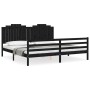 Estructura de cama con cabecero madera maciza negro 200x200 cm de vidaXL, Camas y somieres - Ref: Foro24-3194205, Precio: 198...