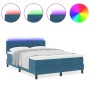 Cama Box Spring con colchón y LED Azul oscuro 140x190 cm de terciopelo de , Camas y somieres - Ref: Foro24-3342654, Precio: 4...