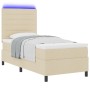 Cama con somier con colchón y LED Crema 90x200 cm Tela de , Camas y somieres - Ref: Foro24-3342765, Precio: 332,97 €, Descuen...