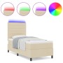 Cama con somier con colchón y LED Crema 90x200 cm Tela de , Camas y somieres - Ref: Foro24-3342765, Precio: 332,97 €, Descuen...