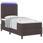 Cama con Base de Resortes con Colchón y LED Marrón Oscuro 100x200 cm Tela de , Camas y somieres - Ref: Foro24-3342770, Precio...
