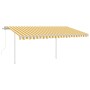 Toldo retráctil automático con postes amarillo y blanco 4x3 m de vidaXL, Toldos - Ref: Foro24-3069948, Precio: 637,20 €, Desc...