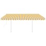 Toldo retráctil automático con postes amarillo y blanco 4x3 m de vidaXL, Toldos - Ref: Foro24-3069948, Precio: 637,20 €, Desc...