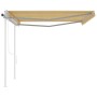 Toldo retráctil automático con postes amarillo y blanco 4x3 m de vidaXL, Toldos - Ref: Foro24-3069948, Precio: 637,20 €, Desc...