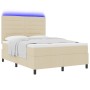 Cama con somier y colchón LED crema 160x200 cm tela de , Camas y somieres - Ref: Foro24-3342807, Precio: 594,88 €, Descuento: %