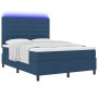 Cama tipo box spring con colchón y LED azul 160x200 cm tela de , Camas y somieres - Ref: Foro24-3342808, Precio: 570,58 €, De...