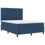Cama tipo box spring con colchón y LED azul 160x200 cm tela de , Camas y somieres - Ref: Foro24-3342808, Precio: 570,58 €, De...