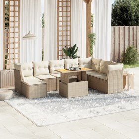 Set de sofás de jardín 9 pzas con cojines ratán sintético beige en Conjuntos de jardín | Comprar online en Foru.es