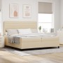 Cama con resortes con colchón y luz LED crema 200x200 cm tela de , Camas y somieres - Ref: Foro24-3342821, Precio: 642,66 €, ...