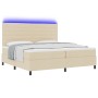 Cama con resortes con colchón y luz LED crema 200x200 cm tela de , Camas y somieres - Ref: Foro24-3342821, Precio: 642,66 €, ...