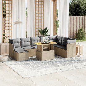Set de sofás de jardín 9 pzas con cojines ratán sintético beige en Conjuntos de jardín | Comprar online en Foru.es