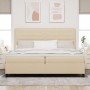 Cama con resortes con colchón y luz LED crema 200x200 cm tela de , Camas y somieres - Ref: Foro24-3342821, Precio: 642,66 €, ...