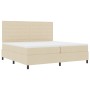 Cama con resortes con colchón y luz LED crema 200x200 cm tela de , Camas y somieres - Ref: Foro24-3342821, Precio: 642,66 €, ...