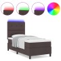 Cama con Somier con Colchón & Luz LED Marrón Oscuro 90x200 cm Tela de , Camas y somieres - Ref: Foro24-3342840, Precio: 347,0...