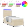 Cama de base de caja con colchón y LED crema 90x200 cm tela de , Camas y somieres - Ref: Foro24-3342842, Precio: 330,27 €, De...