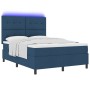 Cama Box Spring con Colchón & Luz LED Azul 160x200 cm Tela de , Camas y somieres - Ref: Foro24-3342885, Precio: 569,83 €, Des...