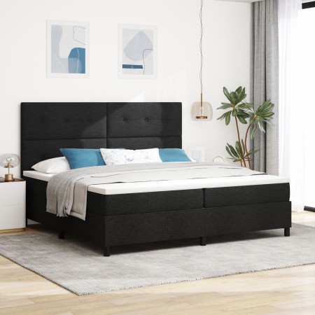 Cama con base de muelles con colchón y LED Negro 200x200 cm Tela de , Camas y somieres - Ref: Foro24-3342895, Precio: 691,35 ...