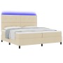 Cama con Box Spring y Colchón LED Crema 200x200 cm Tela de , Camas y somieres - Ref: Foro24-3342898, Precio: 636,15 €, Descue...