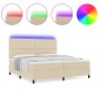 Cama con Box Spring y Colchón LED Crema 200x200 cm Tela de , Camas y somieres - Ref: Foro24-3342898, Precio: 636,15 €, Descue...
