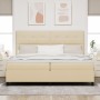 Cama con Box Spring y Colchón LED Crema 200x200 cm Tela de , Camas y somieres - Ref: Foro24-3342898, Precio: 636,15 €, Descue...