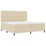 Cama con Box Spring y Colchón LED Crema 200x200 cm Tela de , Camas y somieres - Ref: Foro24-3342898, Precio: 636,15 €, Descue...