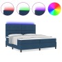 Cama con sommier con colchón y LED azul 200x200 cm de tela de , Camas y somieres - Ref: Foro24-3342899, Precio: 718,97 €, Des...