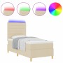 Cama con somier con colchón y LED crema 100x200 cm tela de , Camas y somieres - Ref: Foro24-3343003, Precio: 358,11 €, Descue...