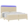 Cama con Somier y Colchón & LED Crema 200x200 cm Tela de , Camas y somieres - Ref: Foro24-3343052, Precio: 644,00 €, Descuent...