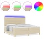 Cama con Somier y Colchón & LED Crema 200x200 cm Tela de , Camas y somieres - Ref: Foro24-3343052, Precio: 644,00 €, Descuent...