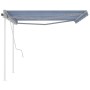 Toldo manual retráctil con postes azul y blanco 4x3,5 m de vidaXL, Toldos - Ref: Foro24-3070016, Precio: 443,17 €, Descuento: %